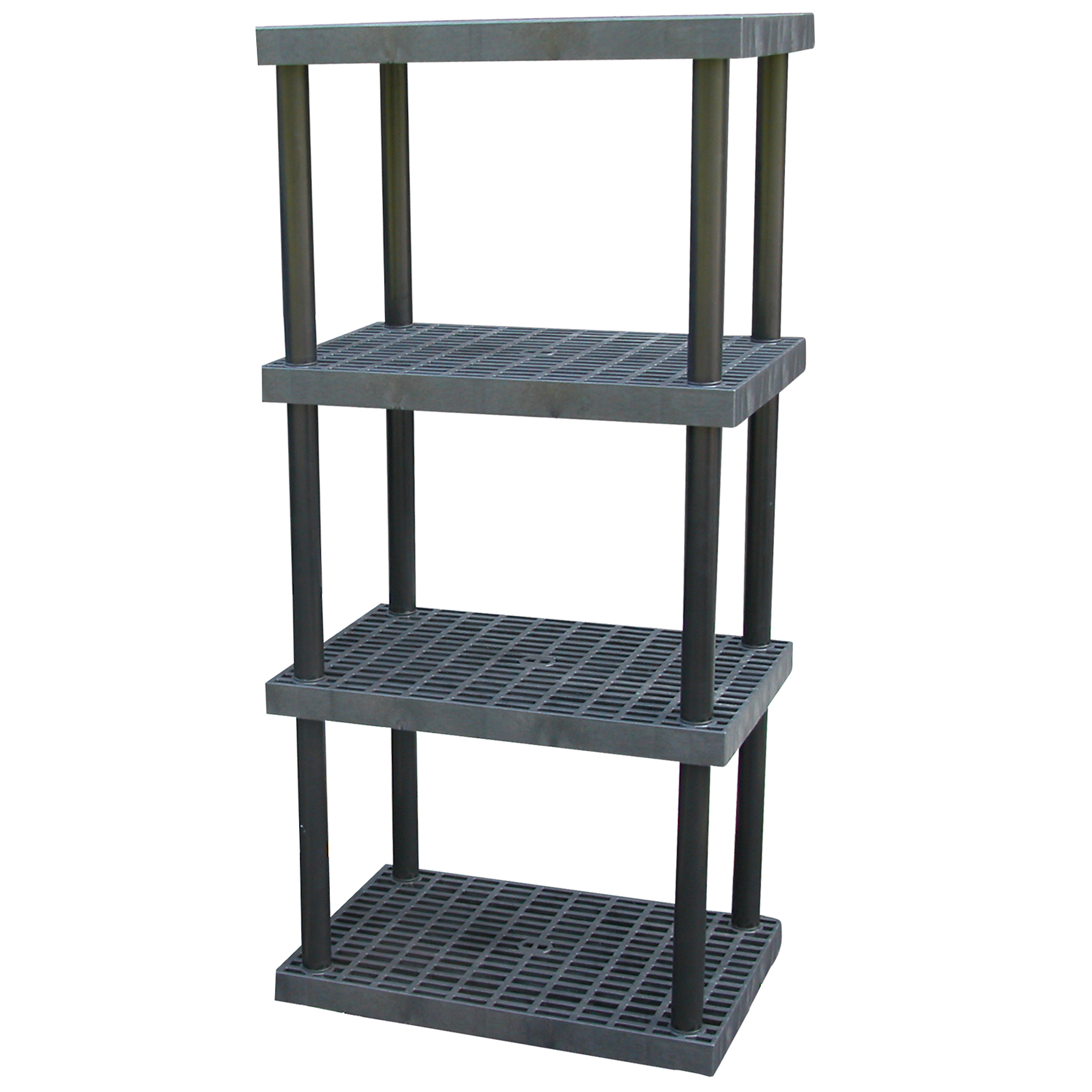 Vestil Plastic Bulk Shelf and Storage — 24in. x 36in. x 75in., 4 Shelves, 1000-Lb. Capacity, Black, Model# PBSS-3624-4